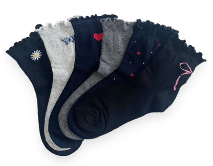 6 párů dámských ponožek bez gumy, středně vysoké 5826 mini smíšené vzory