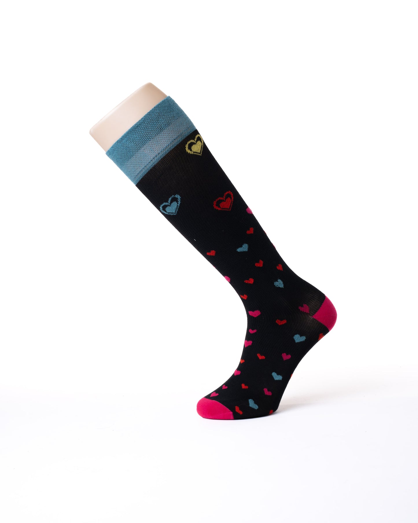 Speciální bavlněné kompresní punčochy Lunanay, černá srdíčka