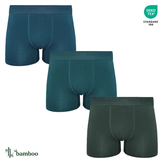 3x pánské bambusové boxerky, Benyson 7019, petrolejově modrá