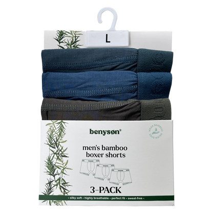 3x pánské bambusové boxerky, Benyson 7019, petrolejově modrá